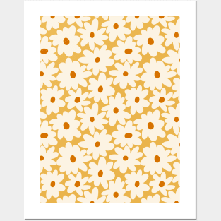 Bright boho flower pattern in yellow Posters and Art